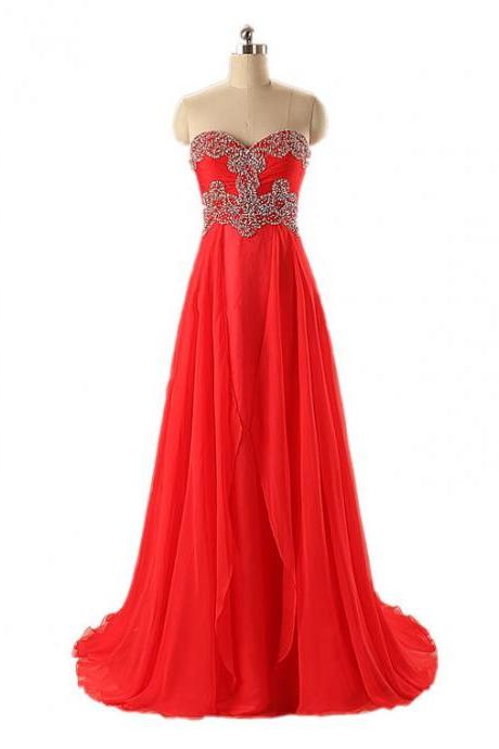 red chiffon ball gown